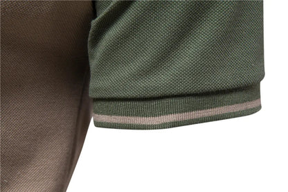 Herren Poloshirt aus Baumwolle mit Patchwork und Reißverschluss für den Sommer