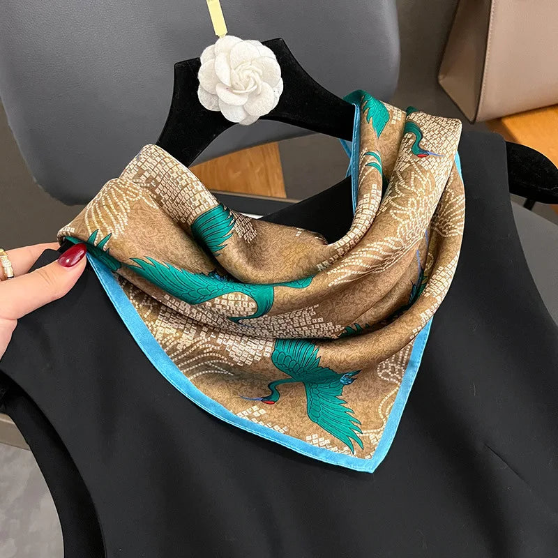 Damen Seidenschal quadratisch Sommer Strand Halstuch Bandana 53cm