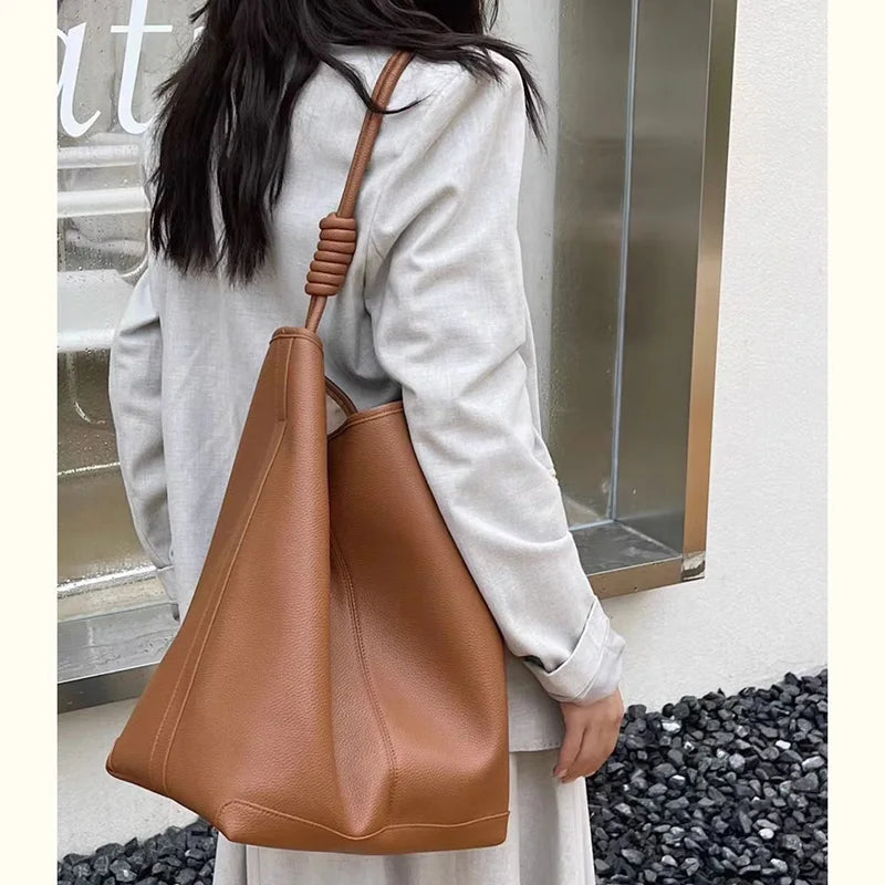 Donnain Bucket-Tasche aus Split-Leder | Damen Tote Große Kapazität