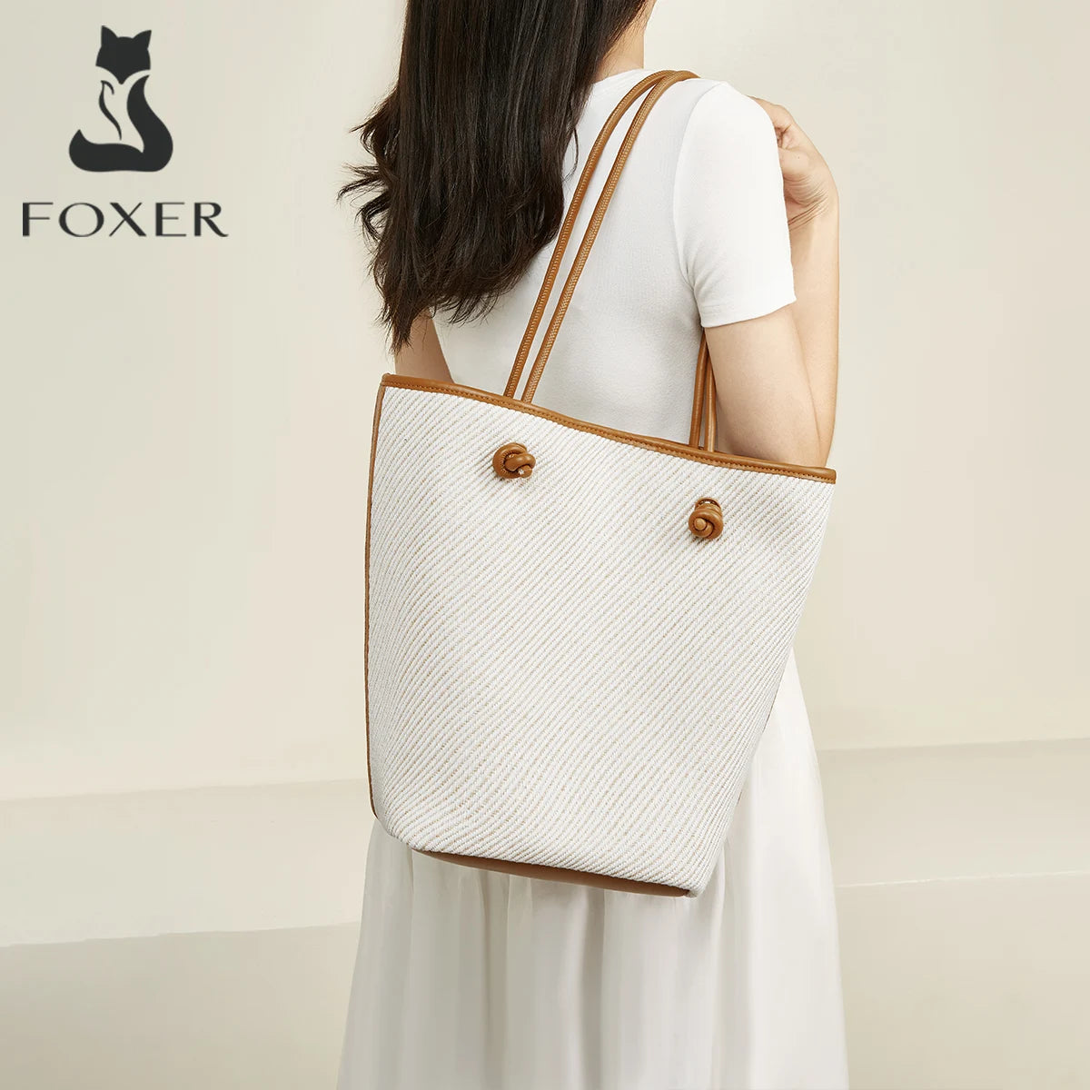 Damen Schultertasche aus Stoff im Bucket-Stil Casual Große Tasche