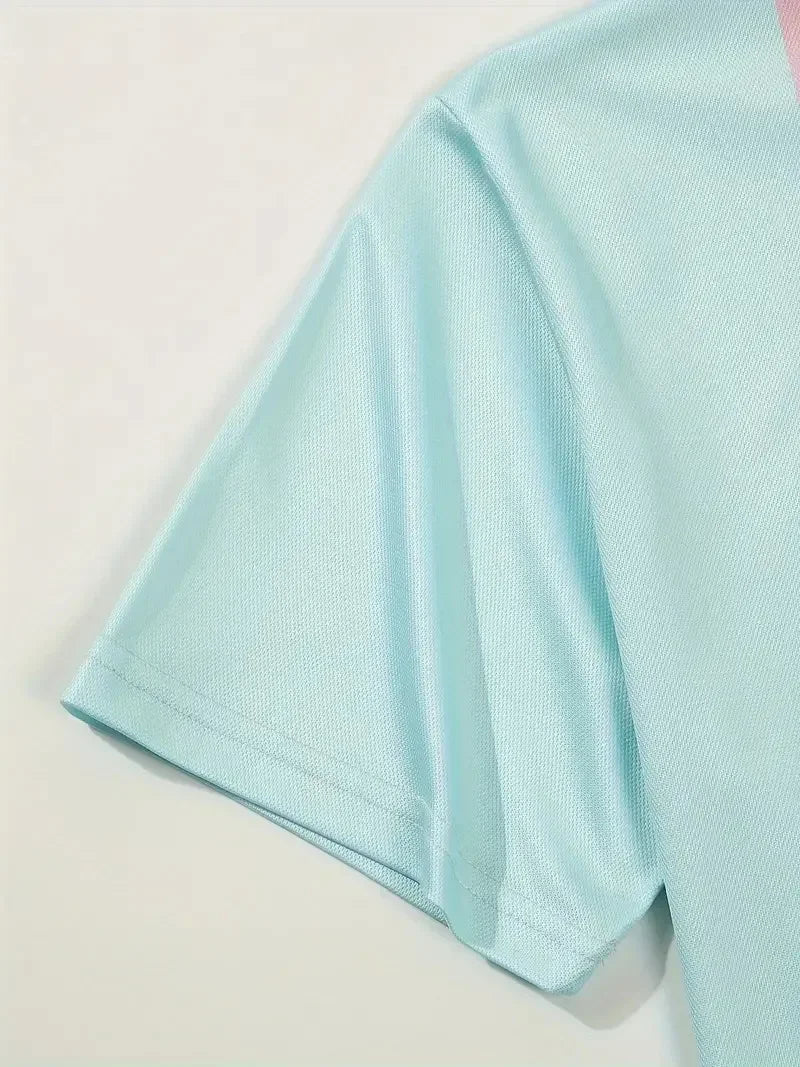 Sommerliches Polohemd mit Farbblock-Design und atmungsaktivem, bequemem Kurzarm – ideal für legere Anlässe