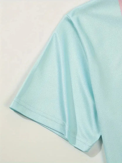 Sommerliches Polohemd mit Farbblock-Design und atmungsaktivem, bequemem Kurzarm – ideal für legere Anlässe