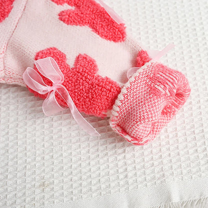 Mädchen Pullover aus gestricktem Material mit süßem Bär und Bogen