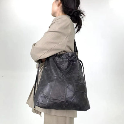 Damen-Top-Handle-Tasche Großes Fassungsvermögen mit Kordelverschluss Innenfächern für Handy Geldbörse