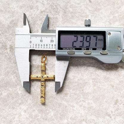 Damen-Charm-Anhänger Kreuz golden aufwendig ethnisch aus Sterlingsilber