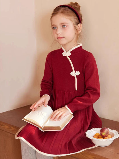 Weihnachtspullover für Kinder im Retro-Stil – Jacquard-Strick in Rosa, locker und niedlich, für Mädchen von 110cm bis 170cm