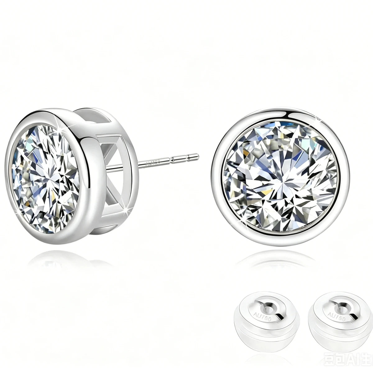Damen-Ohrstecker aus 18K Gelbgold mit Moissanit Hochglanz Elegant für Hochzeit und Alltag