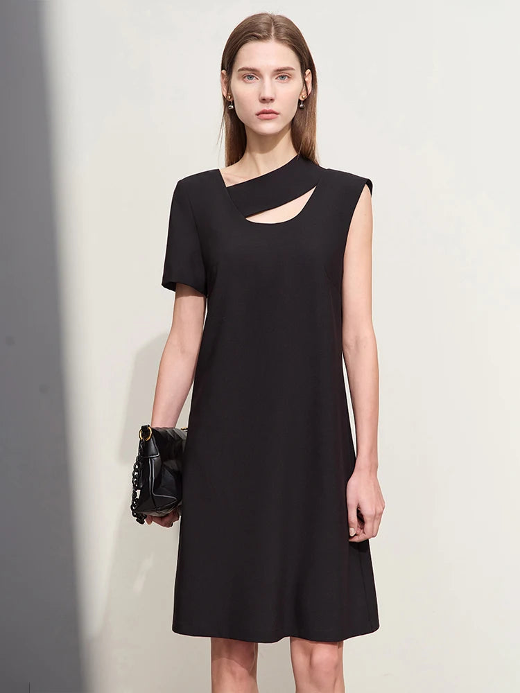Stylisches Asymmetrisches Kurzarmkleid Elegant Für Damen Sommer