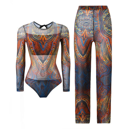 Damen-Hose mit Blumenmuster