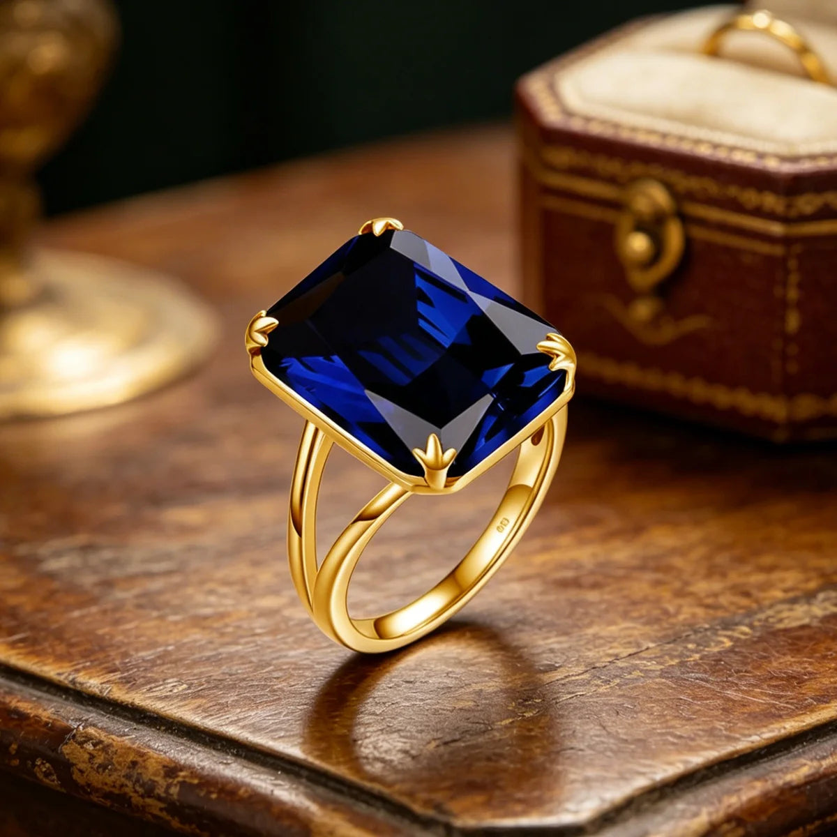 Damen-Ring mit Saphir in Krappenfassung aus 925 Sterling Silber Hypoallergen Hochzeit Jubiläum