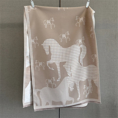 Damen Winterschal Kaschmir Pashmina Pferdprint warm dick Decke Luxus B