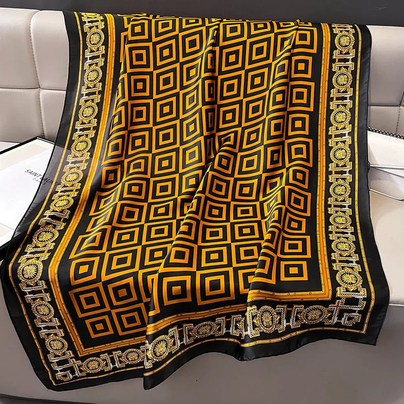 Damen Seidenschal groß Sommer Strand Hijab Turban Foulard Bandana Sonnenschutz
