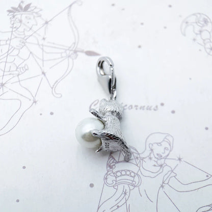 Damen-Charm-Anhänger Kätzchen Perle süß Frühling aus Sterlingsilber
