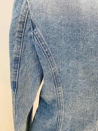 Damen-Blazer Denim doppelreihig Löwenknopf Slim High Street