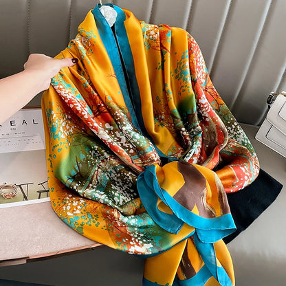Damen Seidenschal groß 180x90cm Sommer Strand Foulard Bandana weich