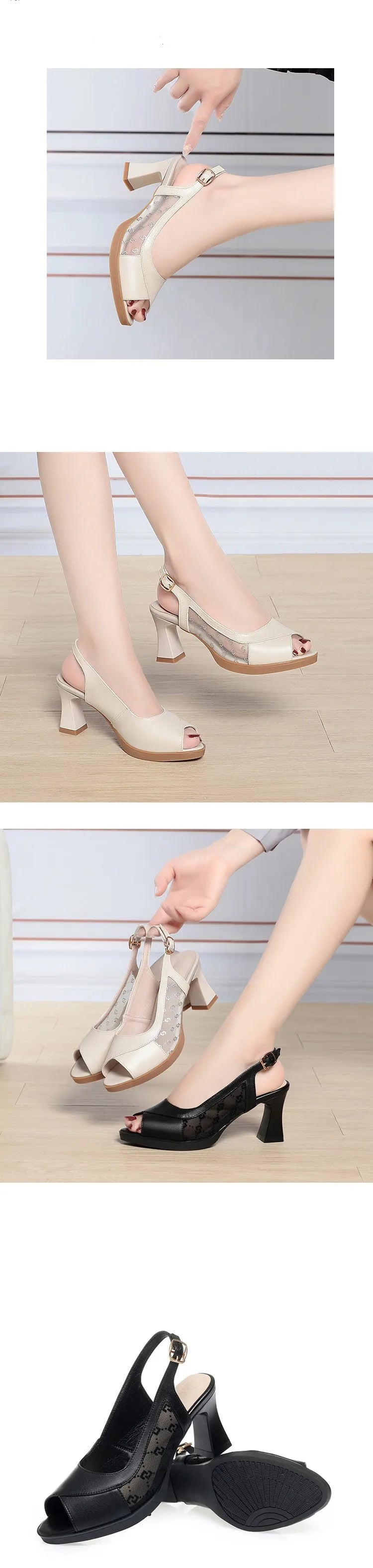 AIYUQI Frauen High Heel Sandalen Plattform 2025, Neue Echtes Leder Sommer Sandalen Frauen Fisch Mund Mode Kleid Frauen Sandalen