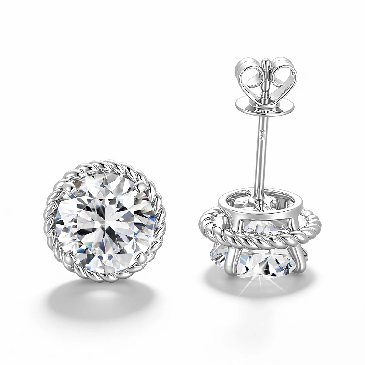 Unisex-Ohrstecker Moissanit D-Farbqualität aus 925er Sterling Silber GRA Zertifiziert