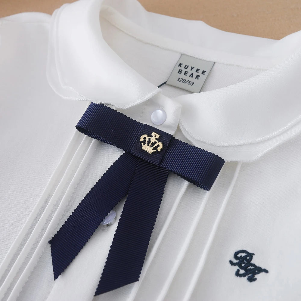 Mädchen Schul hemd Frühling Herbst Schuluniform Kinder Langarm Kinder Blusen Mädchen weiße Top Kleidung