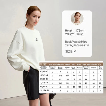 Damen-Rundhals-Sweatshirt Stickerei Kunstfell warm locker Winter