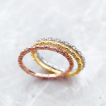 Damen-Ring Punkte weißer Stein Delikatesse Sommer aus Sterlingsilber