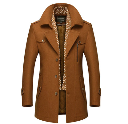 Langer Mantel aus Wollmix für Herren – Unifarben & warm