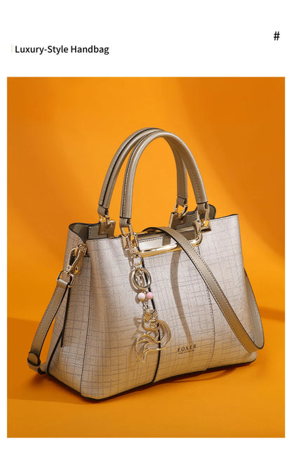 Damen Schultertasche aus Leder im Saffiano Luxusdesign Große Kapazität für Arbeit
