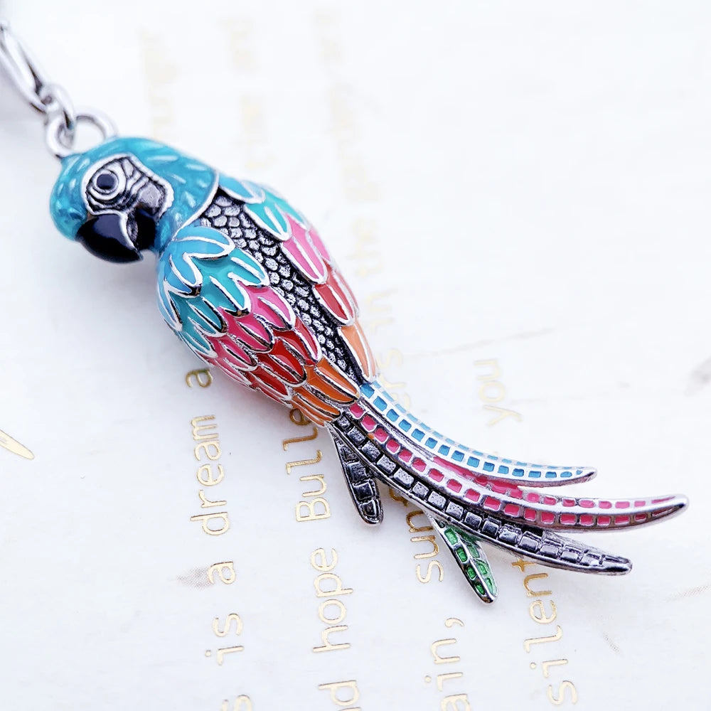 Damen-Halskette Charm-Kette Papagei Frühling aus Sterlingsilber