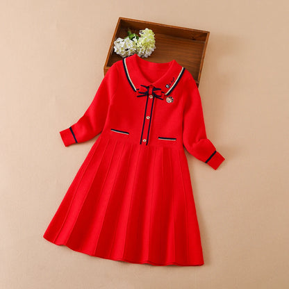 Kinder Mädchen Gestrickte Kleider 2024 Neue Warme Pullover Kleid Kinder Kleidung Langarm Casual Kleid Baby Mädchen Prinzessin Kleid