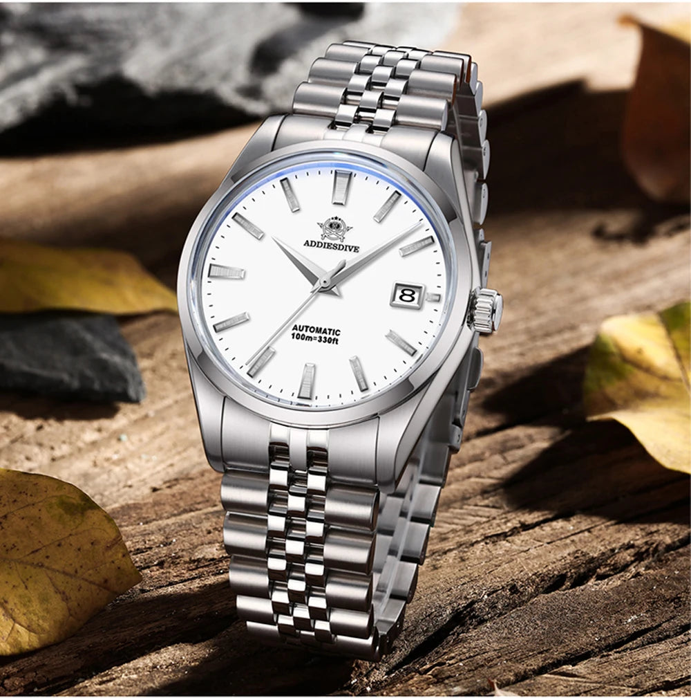Herren-Vintage-Automatikuhr mit Sunburst-Zifferblatt und NH35A