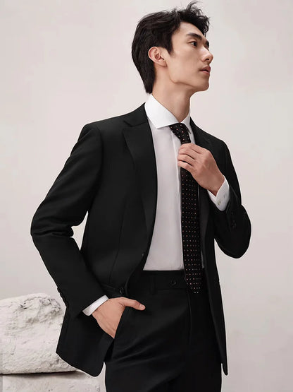 Herrenanzug aus 100% Wolle, doppelt geknöpft, luxuriöses Retro-Design in Grau, winterlich warm, ideal für Hochzeiten, schlanke Passform mit Blazer und Hose.