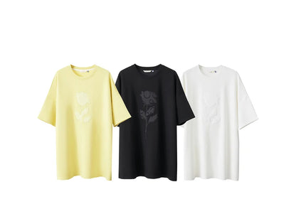 Damen T-Shirts im minimalistischen Stil mit Stickerei und O-Ausschnitt
