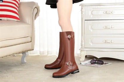 AIYUQI High Boots Female Genuine Leather 2024 New Natural Wool Warm Women Winter Boots Large Size Female Rider Boots