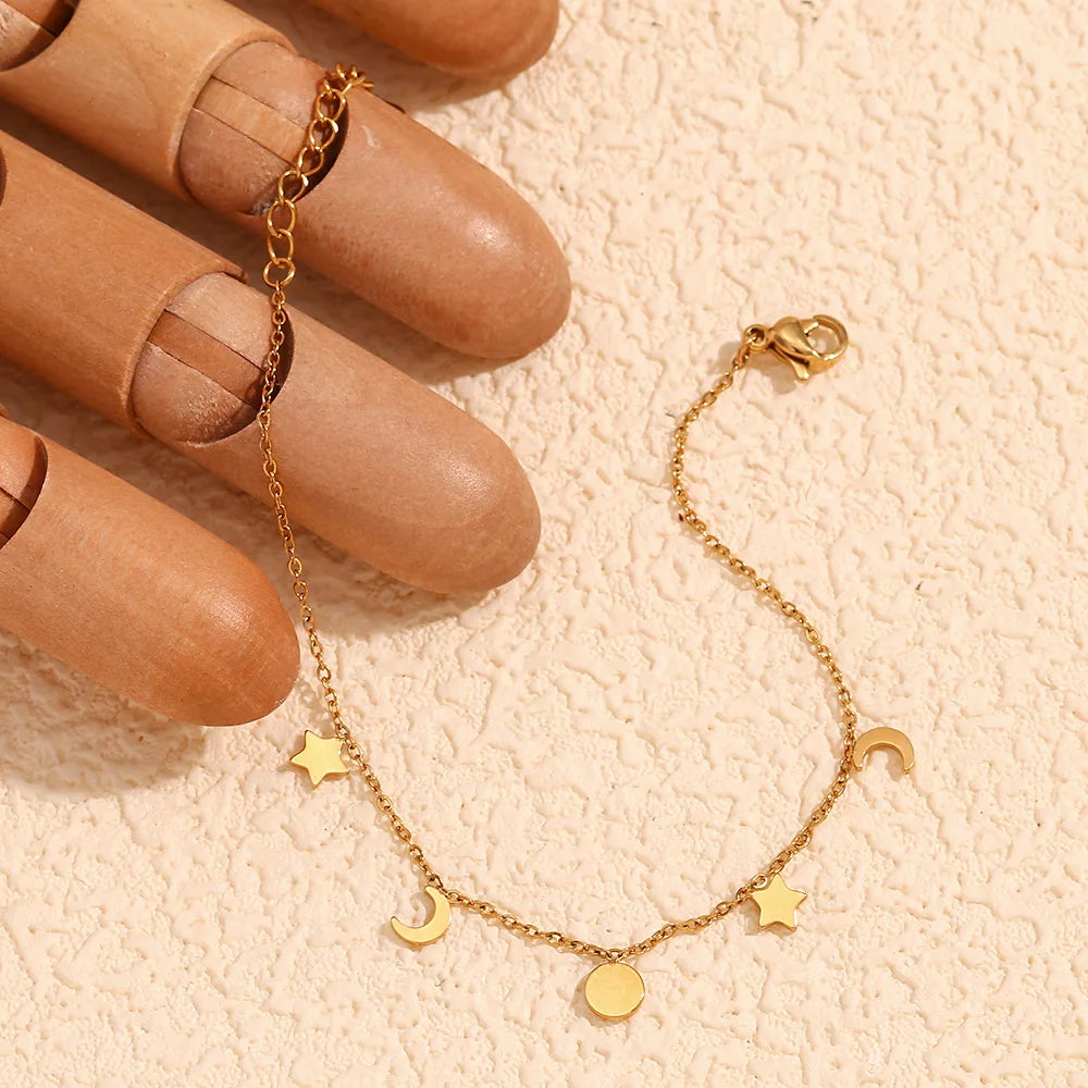 Damen-Armband mit Mond und Stern aus Edelstahl