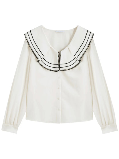 Feminine Damenbluse mit Kragen und gewelltem Detail – schmeichelhaftes Shirt für Büro und Freizeit