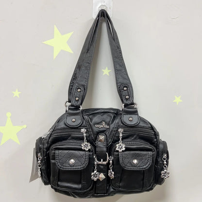 Damen-Handtasche Vintage Satchel Top-Handle Kunstleder Mit Mehreren Taschen und Innentaschen