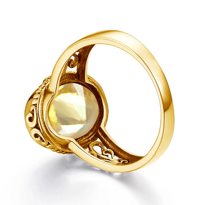 Damen-Ring Mit Citrin Im Ovalschnitt, Art Déco Stil, Geburtsstein Schmuck Aus Silber 925