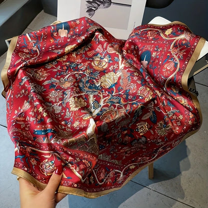 Damen Seidenschal quadratisch Luxus Haarband Halstuch Krawatte Handgelenk Bandana E