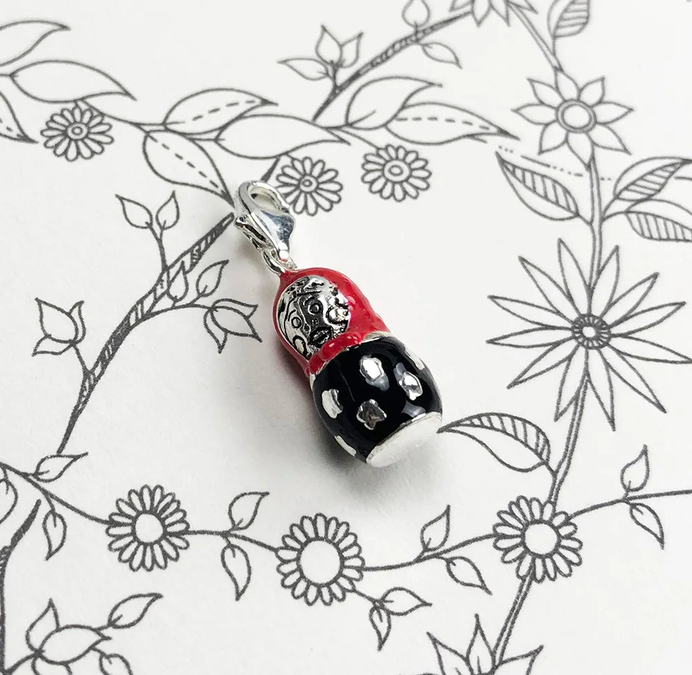 Damen-Charm-Anhänger Matroschka ethnisch Glück aus Sterlingsilber