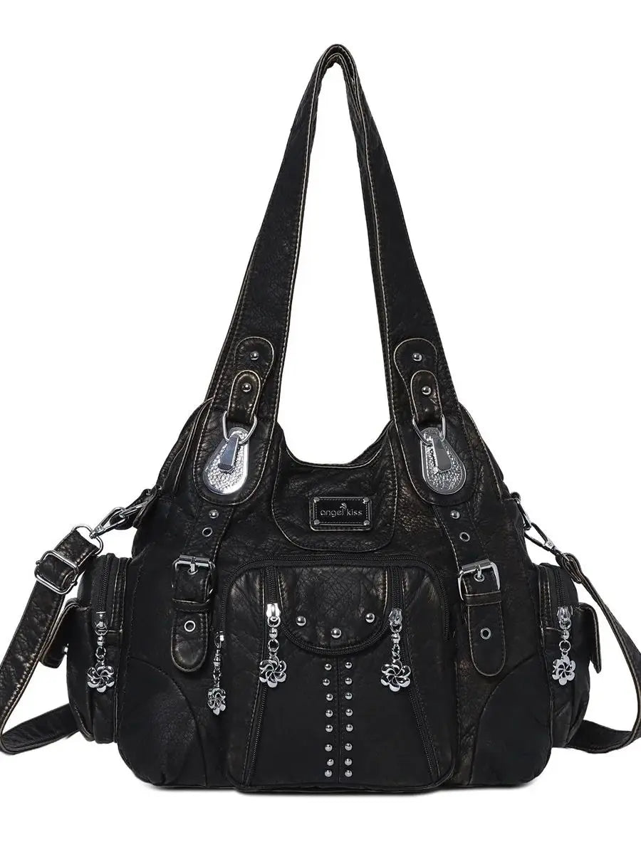 Damen-Schultertasche aus PU-Leder Großes Fassungsvermögen Innenfach Alltagsbedarf