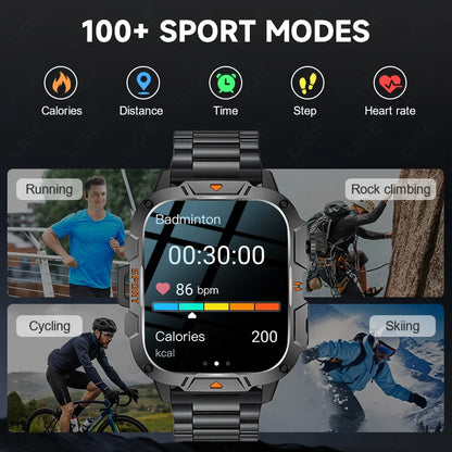 LIGE 2024 Männer Frauen Smart Uhr Bluetooth Anruf Musik Spiel Stimme Assistent Smartwatch Outdoor Fitness Sport Taschenlampe Armbanduhr