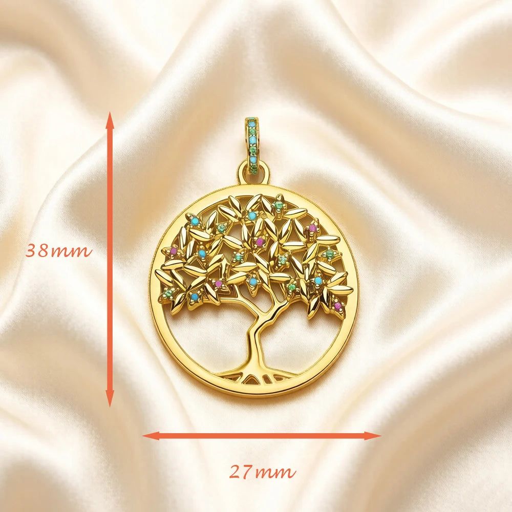 Damen-Charm-Anhänger goldener Baum Böhmen romantisch aus Sterlingsilber