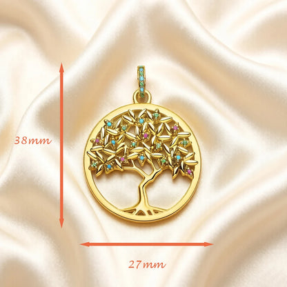 Damen-Charm-Anhänger goldener Baum Böhmen romantisch aus Sterlingsilber