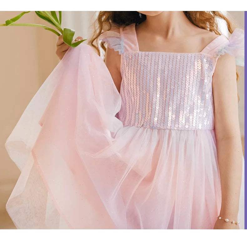 Sommerkleid für Mädchen in Farbverlauf Pink, festlich für Geburtstag oder Hochzeit, Größen 110-170 cm, Alter 3-14 Jahre