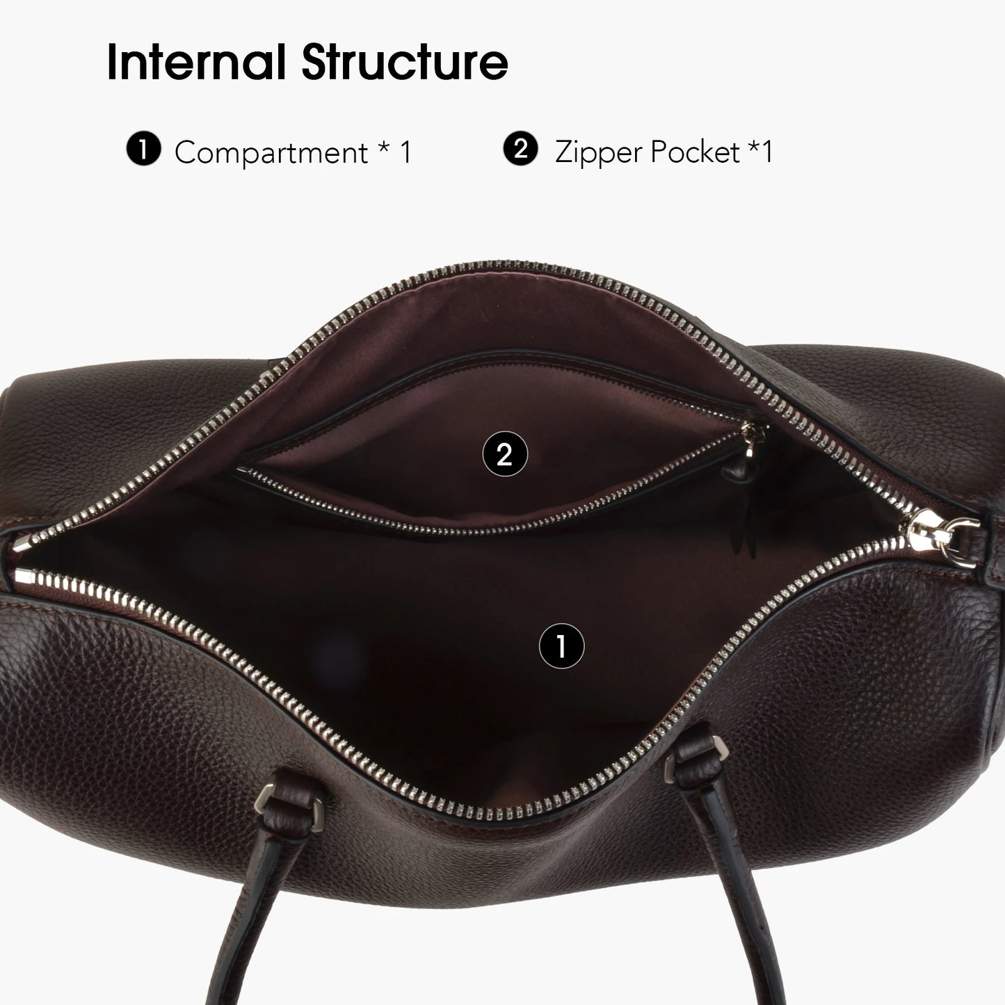 Unifarbenes Vollnarbiges Rindsleder | Schultertasche Boston-Form