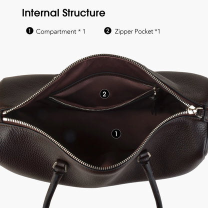Unifarbenes Vollnarbiges Rindsleder | Schultertasche Boston-Form