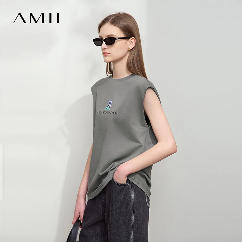 Damen T-Shirt mit Rundhalsausschnitt und besticktem lockeren Design für den Sommer