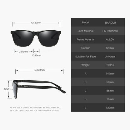 Sonnenbrille Al-Mg quadratisch UV400 polarisiert Ergonomie-Nasenstütze Herren