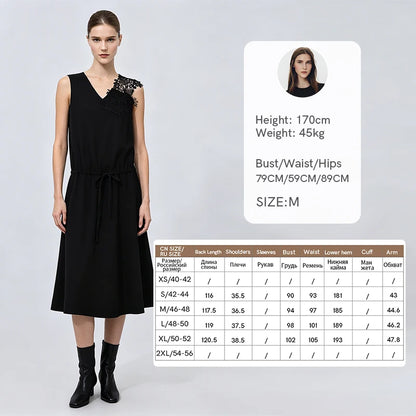 Elegantes Damenkleid Mit Kordelzug Tiefem V Ausschnitt Für Berufstätige