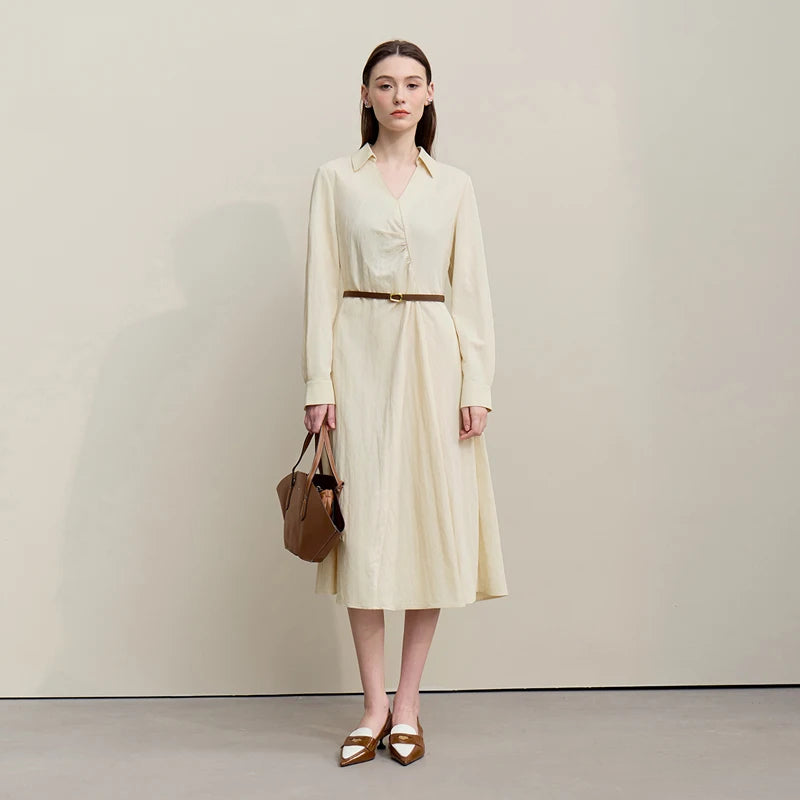 Elegantes V-Ausschnitt Damenkleid Asymmetrisch Für Reisen