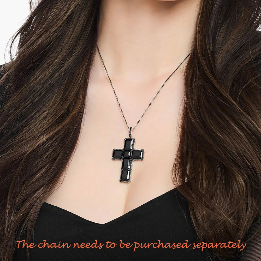 Damen-Anhänger Kreuz geschwärzt schwarze Zirkonia Vintage aus Sterlingsilber